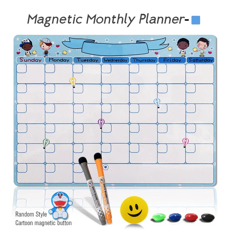 A3 Magnetic Weekly & Monthly Planner Whiteboard - Flexible Fridge Message & Drawing Board (11.7 x 16.5 in / 29.7 x 42 cm)