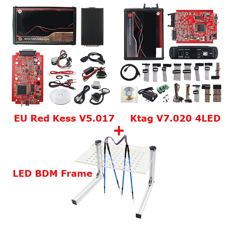 Online ECU Programmer Master Kit — 4-LED BDM Frame & 22 Adapters, OBD/Tricore/BDM Flasher with Unlocked 2.80 Software
