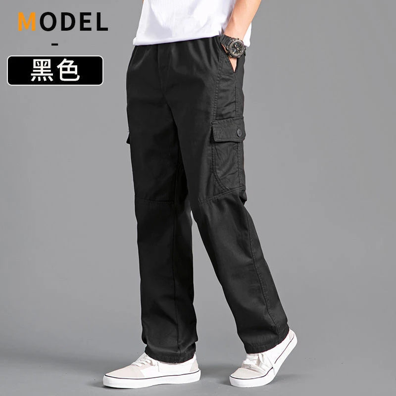 Men's Cotton Cargo Pants – Casual Work Joggers with Pockets, Waist 29–46 in (74–117 cm) | Up to 6XL