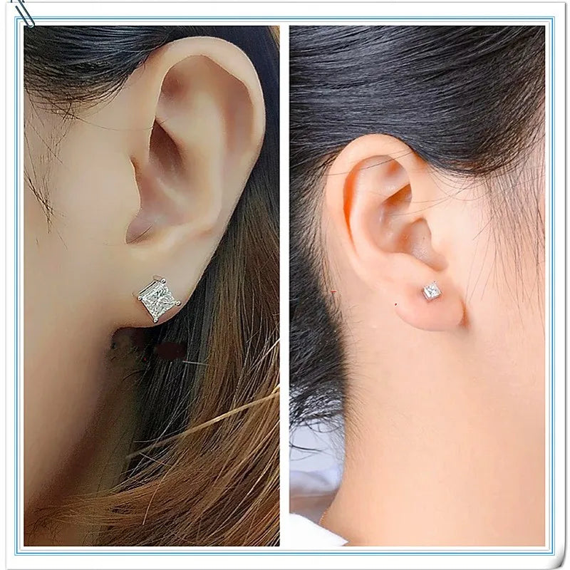 925 Sterling Silver Square Cubic Zirconia (CZ) Stud Earrings — 5–8mm (0.20–0.31 in) Options for Bridal, Engagement & Party