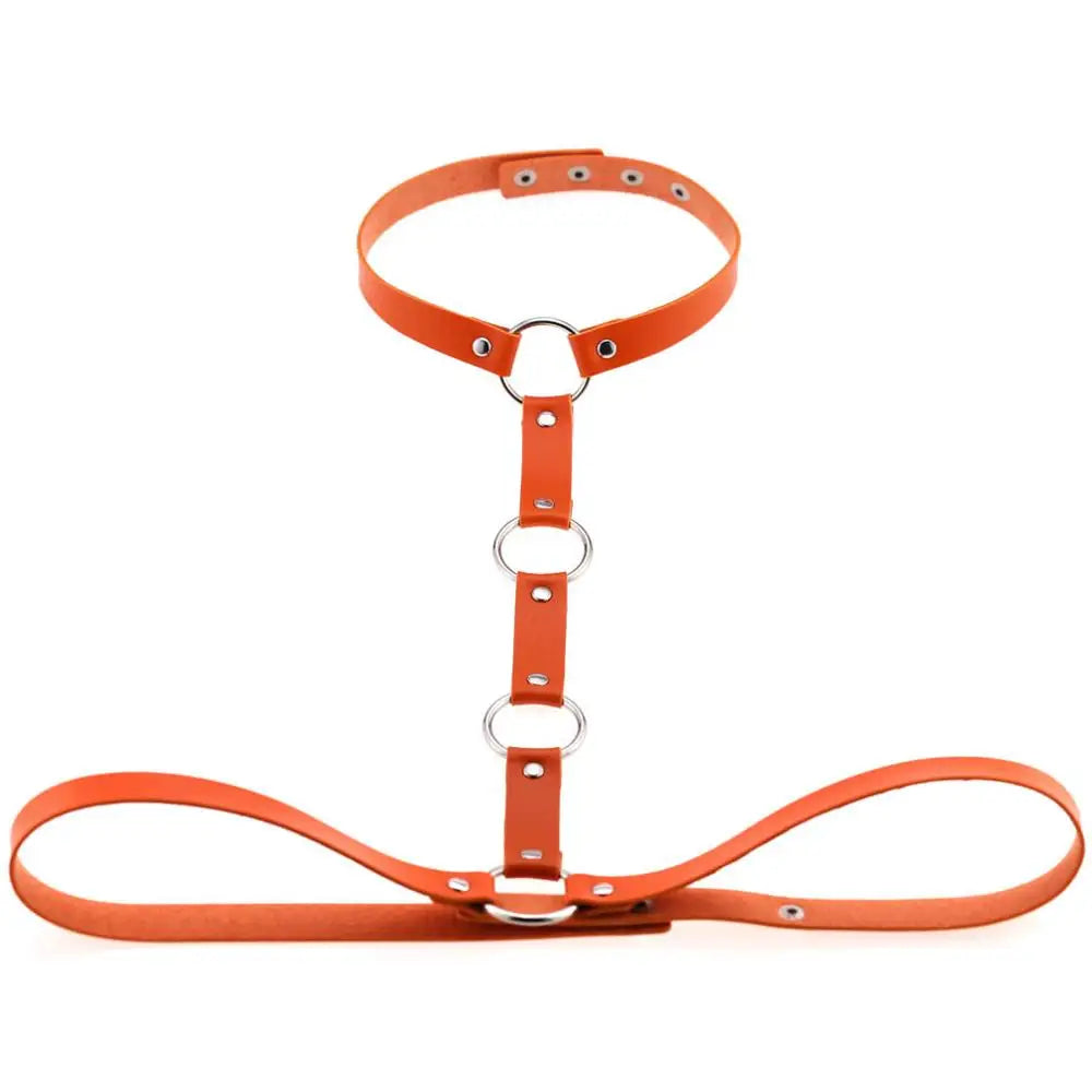 Vegan Leather Sword Belt Body Harness Cage – Gothic Punk Waist Chain for Cosplay & Festival