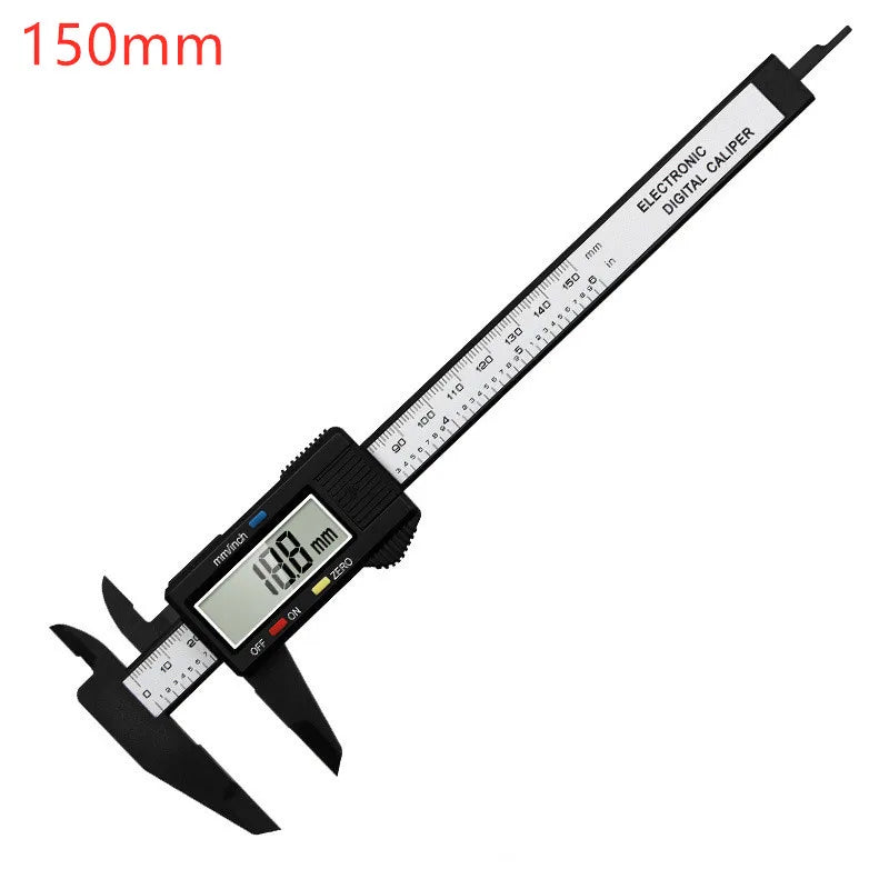 Digital Vernier Caliper 150mm & 100mm (6in/4in) LCD Electronic Measuring Gauge - Carbon Fiber Style