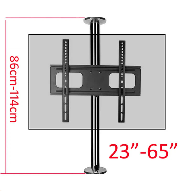 Stainless Steel Partition TV Mount for 23-65 in TVs – 360° Swivel, Height Adjustable 86-114 cm (34-45 in), Fits VESA up to 600x400