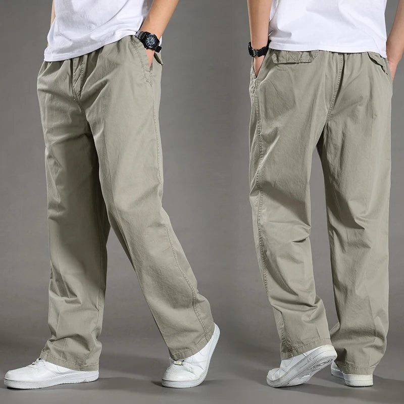 Men's Cotton Cargo Pants – Casual Work Joggers with Pockets, Waist 29–46 in (74–117 cm) | Up to 6XL