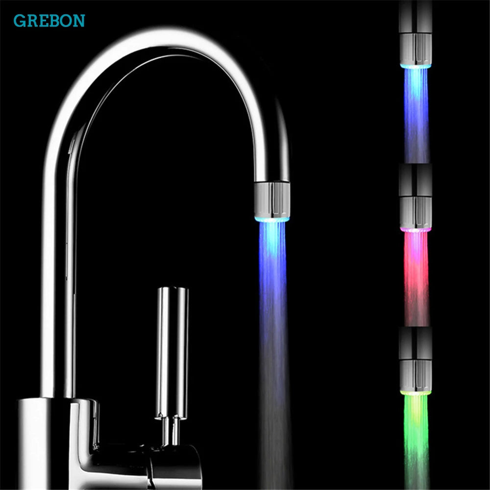 Color-Changing LED Faucet Aerator Light-Up Tap Nozzle with Temperature Sensor Water-Saving for Kitchen & Bathroom