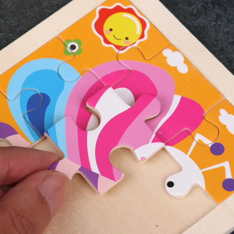 Kids Wooden 3D Tangram Puzzle 11 x 11 cm (4.3 x 4.3 in) Cartoon Animal Traffic Educational Jigsaw Toy
