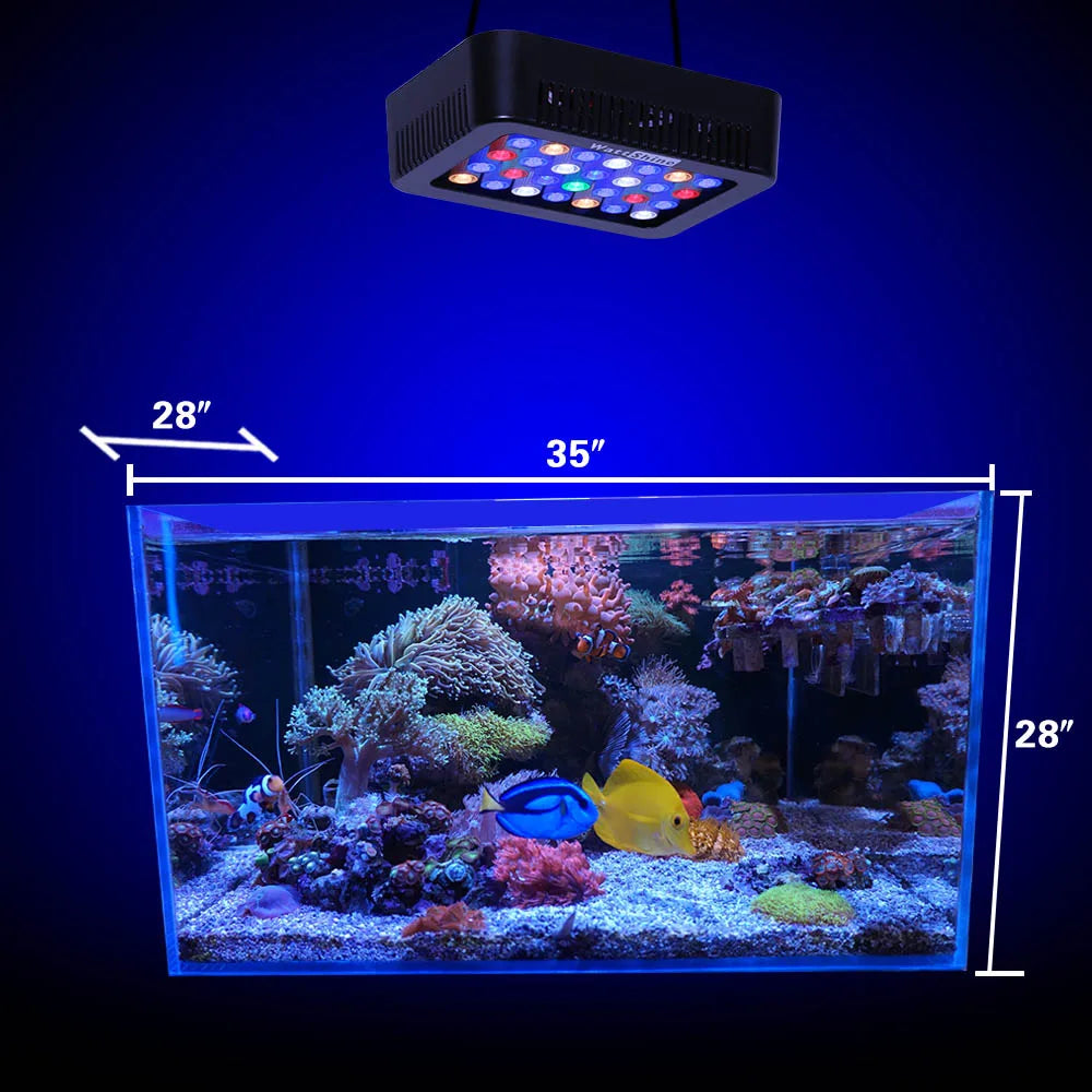 Dimmable LED Aquarium Light 140W/180W, Adjustable Full-Spectrum Coral & Reef Fish Tank Lamp with Dimmer and Clip-On/Hanging Kit