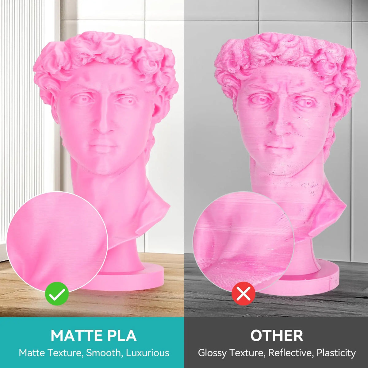 PLA Matte Filament 1.75mm 1kg Spool (2.2 lb) 2-Pack, Matte Finish Neatly Wound for FDM 3D Printers