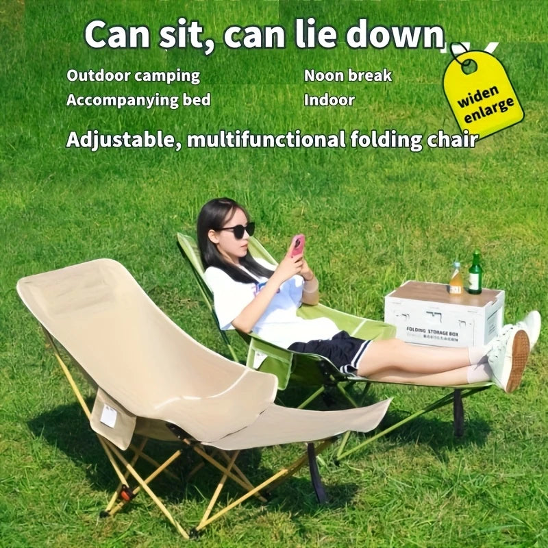4-Position Folding Camping Chair with Footrest, Portable Adjustable Outdoor Chair for Beach Fishing Picnic Travel