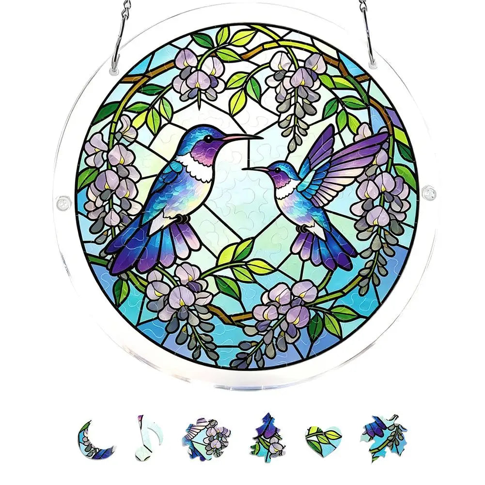 Acrylic Puzzle Suncatcher Window Hanging Stained Glass Style 7.1/7.9 in (18/20 cm) Garden & Home Decor