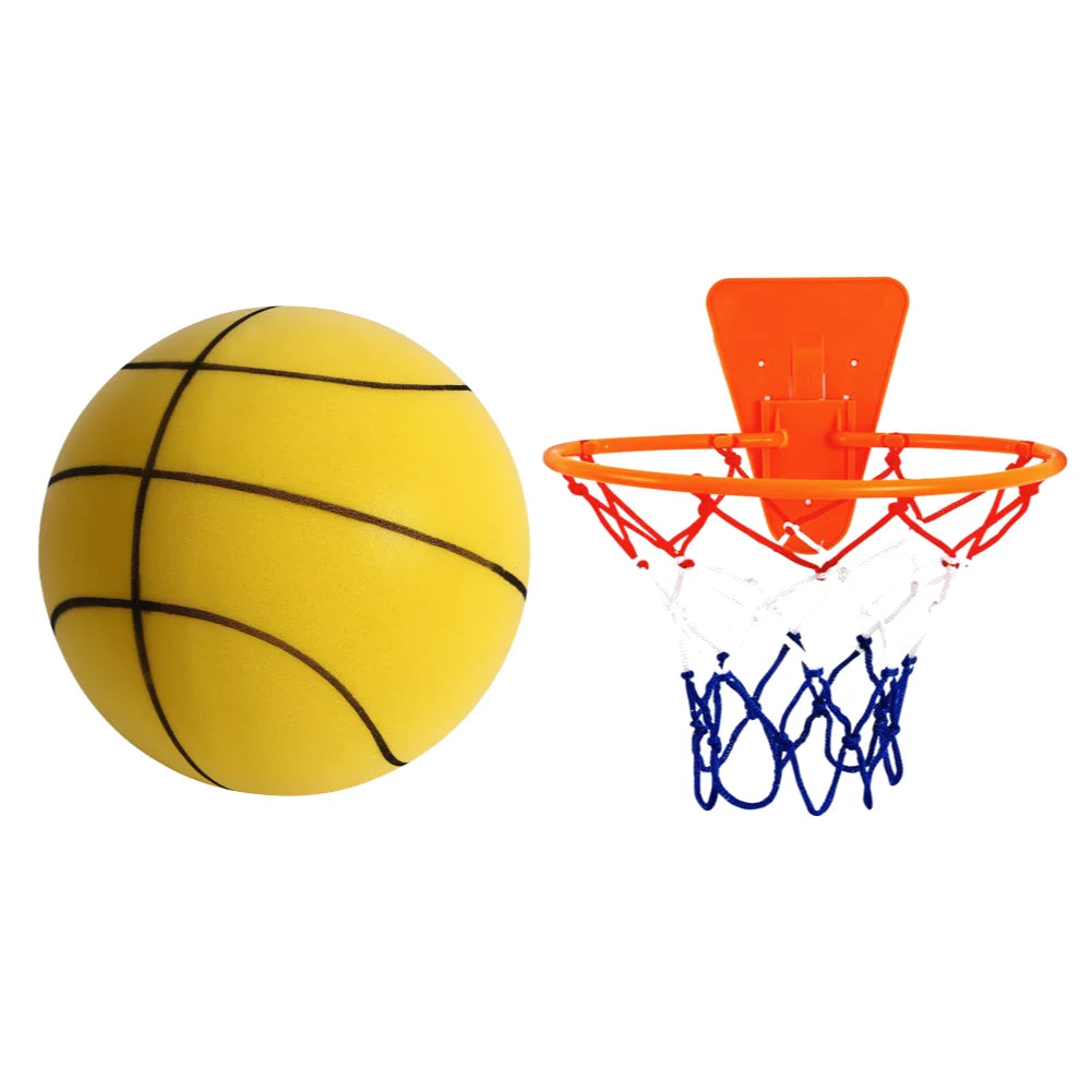 Kids Silent Foam Basketball — Indoor Squeezable Bounce Ball, Sizes 3/5/7