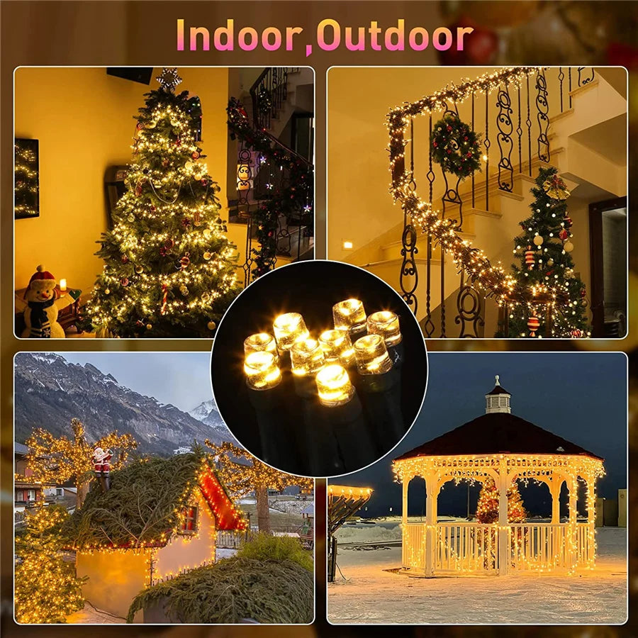 10m / 20m / 30m (33 / 66 / 98 ft) Warm White LED Christmas String Lights - 8 Modes Waterproof Outdoor Fairy Lights for Garden, Wedding & Party Decor
