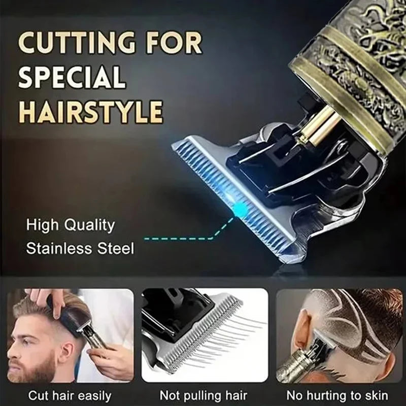 Rechargeable Cordless Hair Trimmer — Stainless Steel Blade, 80 Min Runtime, 0.5–1 mm (0.02–0.04 in) Cut