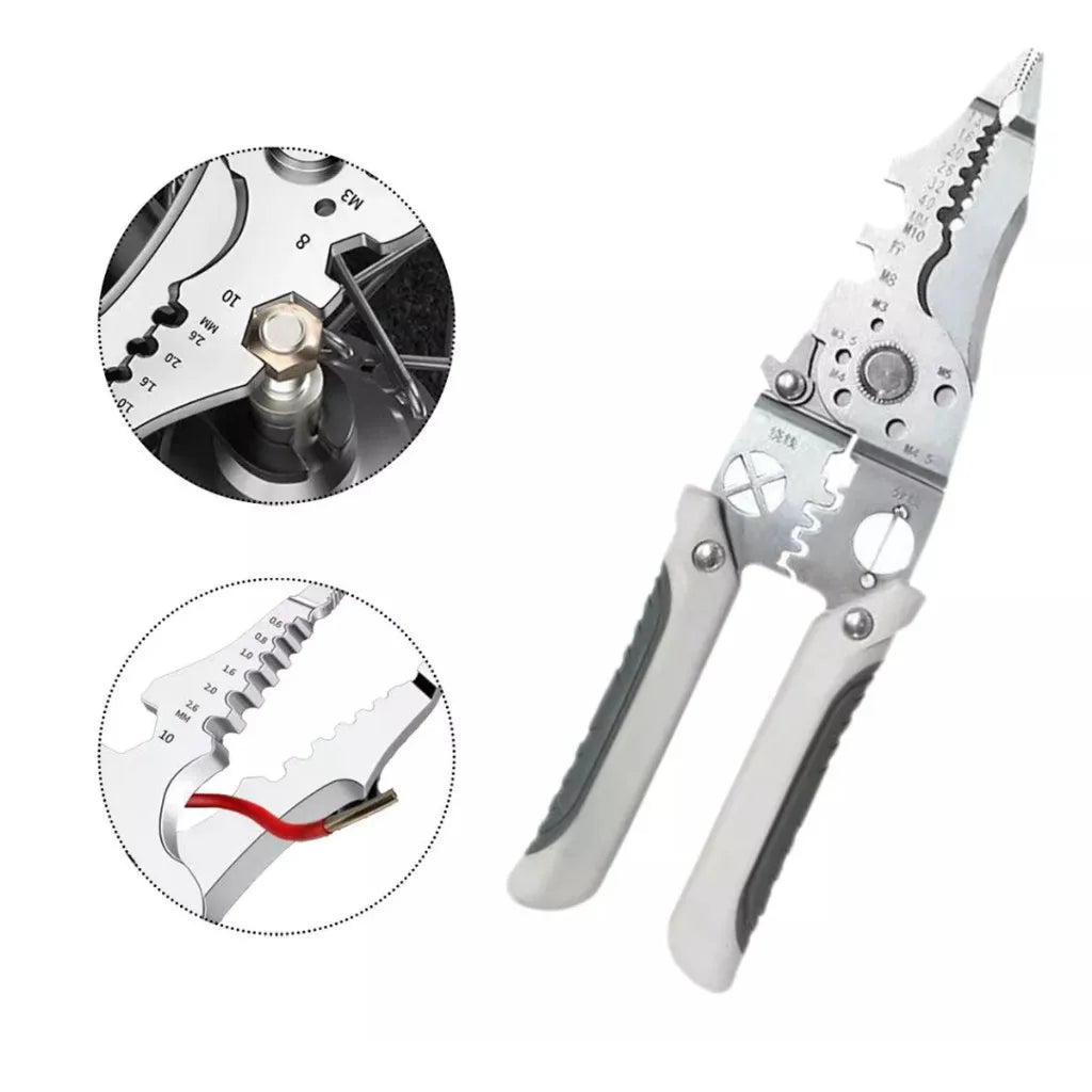 Professional Pliers Kit for Electrical Installations - Durable Steel, Ergonomic Design (Wire Stripper, Cutter, and Crimper)