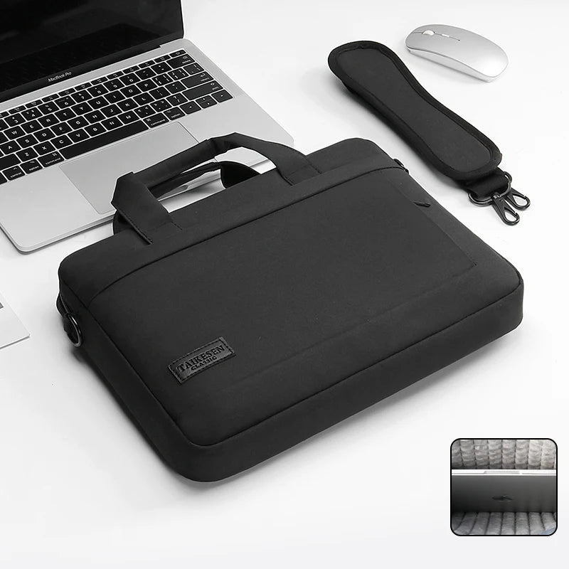 Canvas Laptop Sleeve Briefcase 13–17 Inch — Zippered Shoulder Handbag