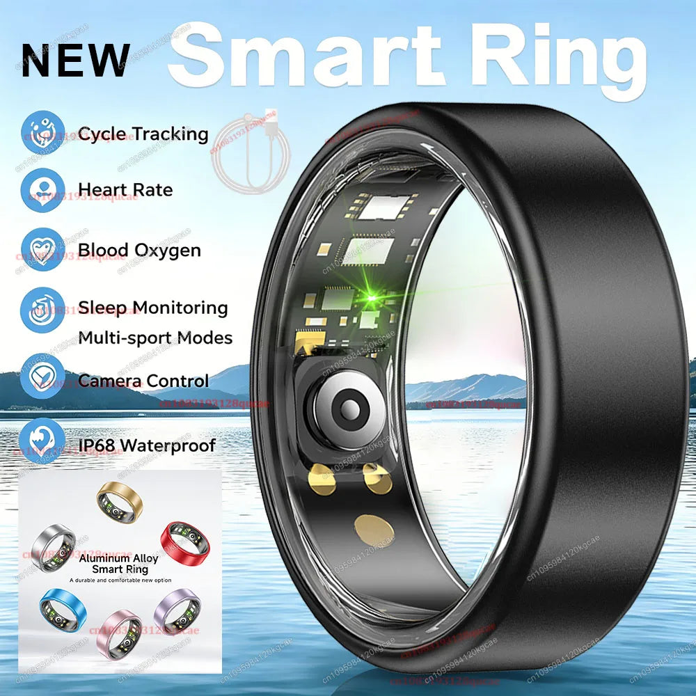 Smart Ring with Charging Case – Unisex Health Tracker, Heart Rate & SpO2 Monitor, Sleep Tracking, IP68 Waterproof, Multi-Sport Modes, Multiple Sizes