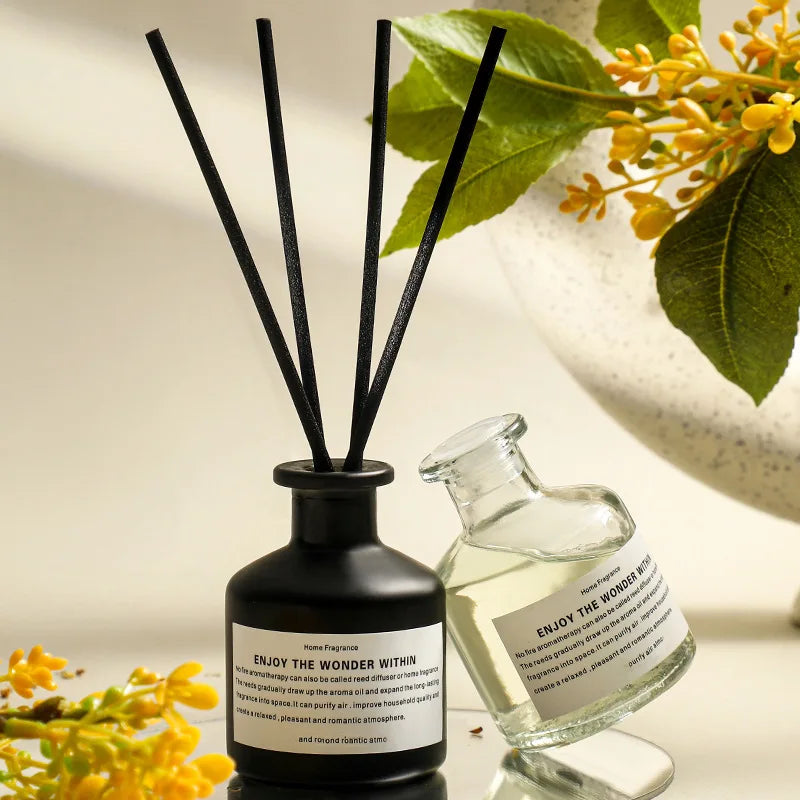50 mL (1.69 fl oz) Flameless Freesia & Jasmine Fragrance Oil with Rattan Diffuser Sticks - Home Air Freshener