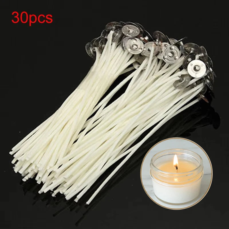 30-Pack Waxed Cotton Core Candle Wicks - Smokeless DIY Candle Making