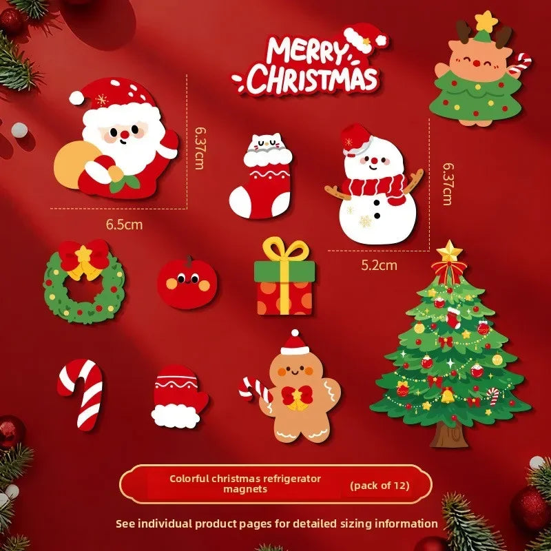 12-Pack Christmas Fridge Magnets – Cute Christmas Tree Magnetic Stickers for Refrigerator, Holiday Party Gifts
