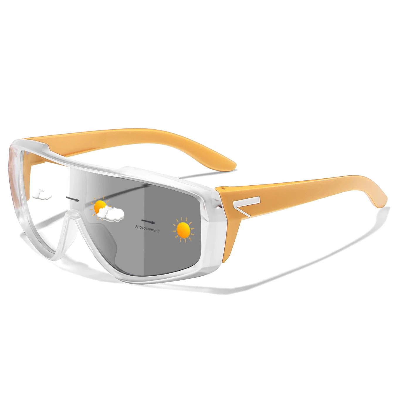Unisex Photochromic Road Bike Sunglasses - Polycarbonate Lenses, 142 mm (5.6 in) W x 58 mm (2.3 in) H