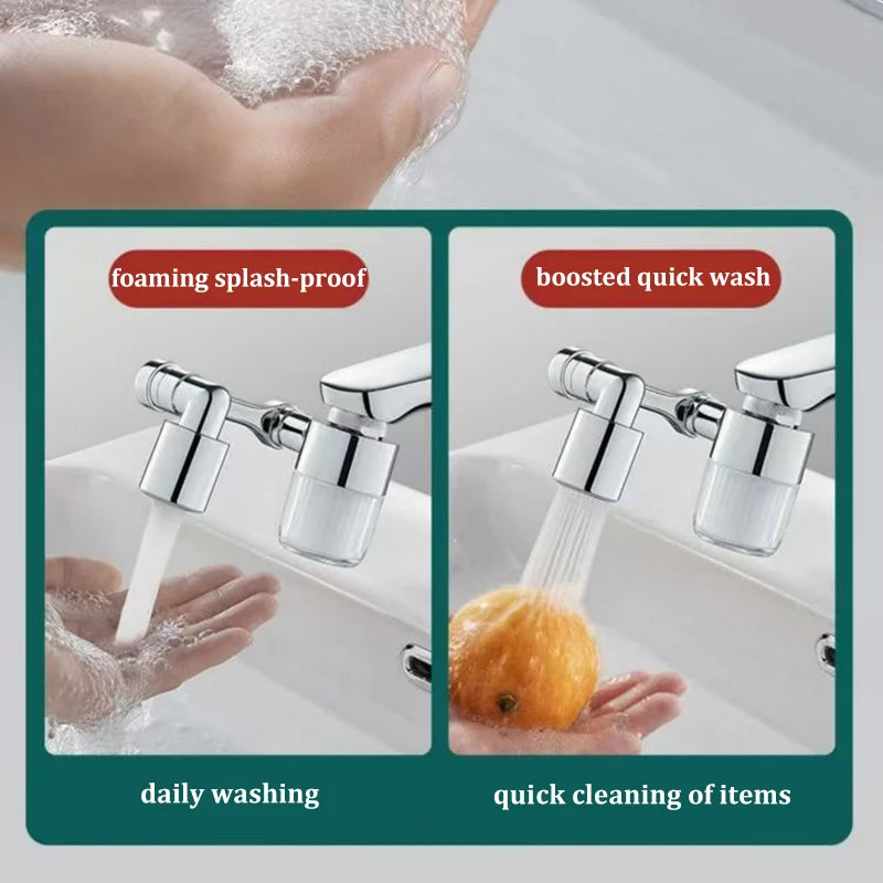 1080° Rotating Faucet Extender with Filter Aerator for Kitchen and Bathroom Splash-Proof Spout