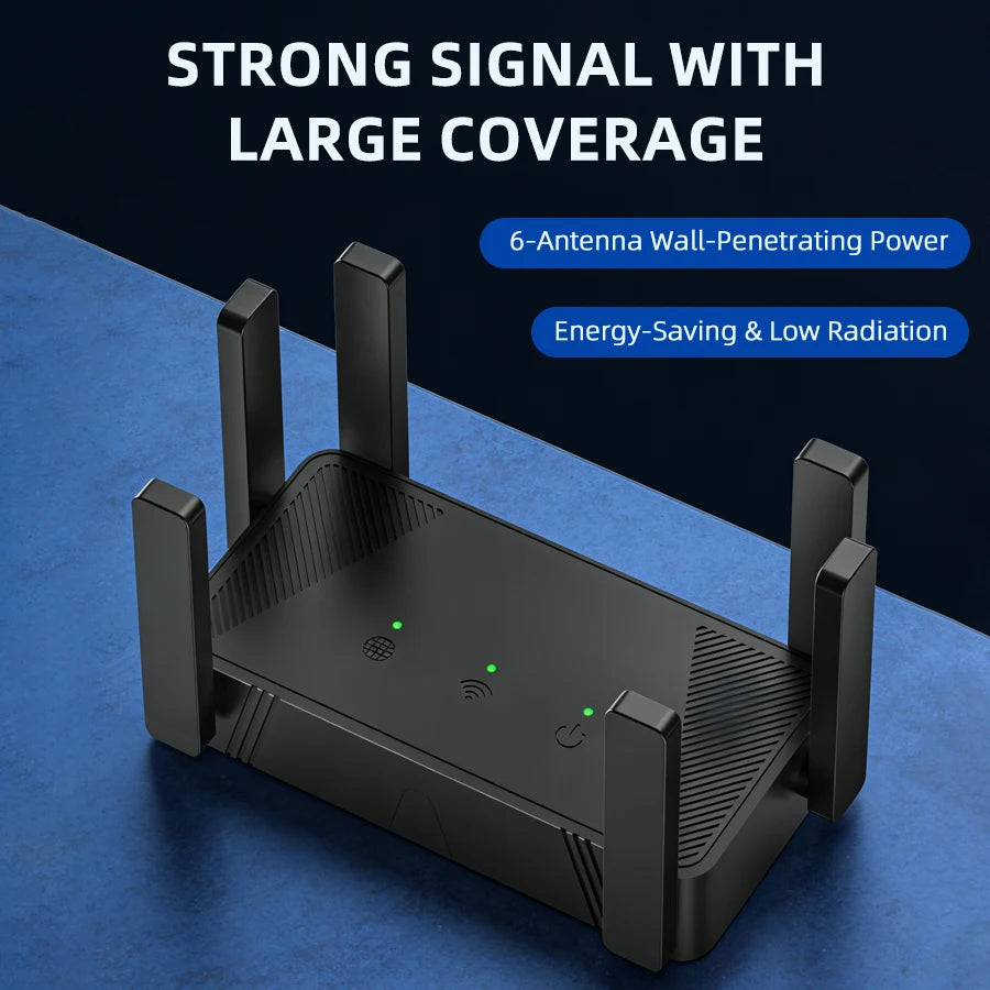 300Mbps 2.4GHz Wireless Router & WiFi Repeater With 6 High-Gain Antennas Long-Range Signal Amplifier for Home