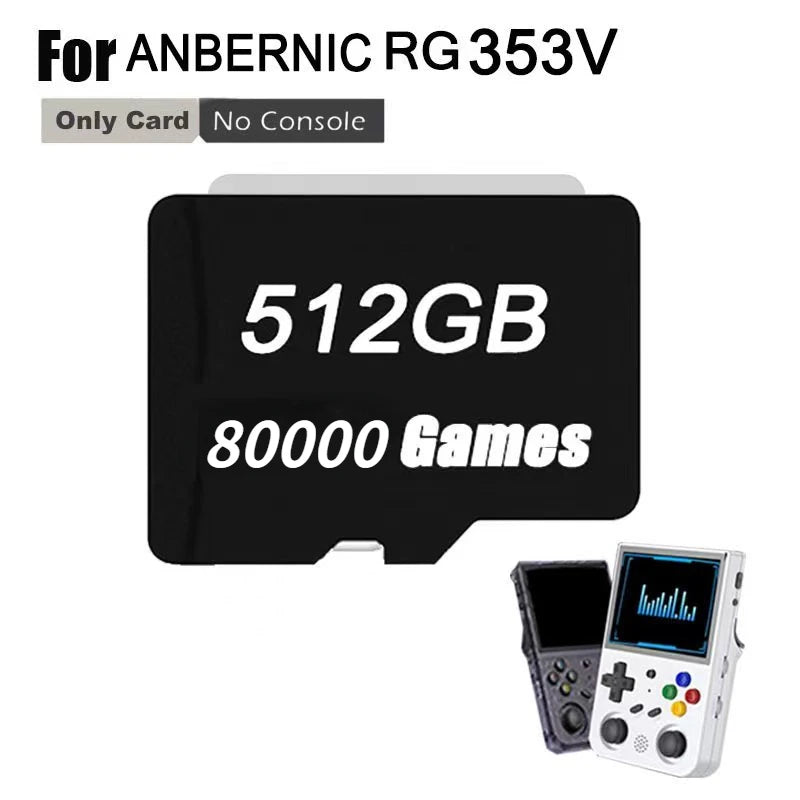 512GB Preloaded TF Card — 100,000+ Retro & PSP Games for RG353V RG353VS Handheld Console (Also 256GB/128GB/64GB)