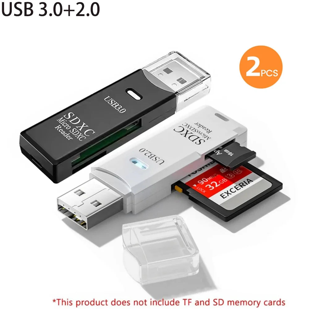 USB 3.0 2-in-1 Multi-Function Card Reader Micro SD TF & USB Flash Drive Adapter for PC Laptop