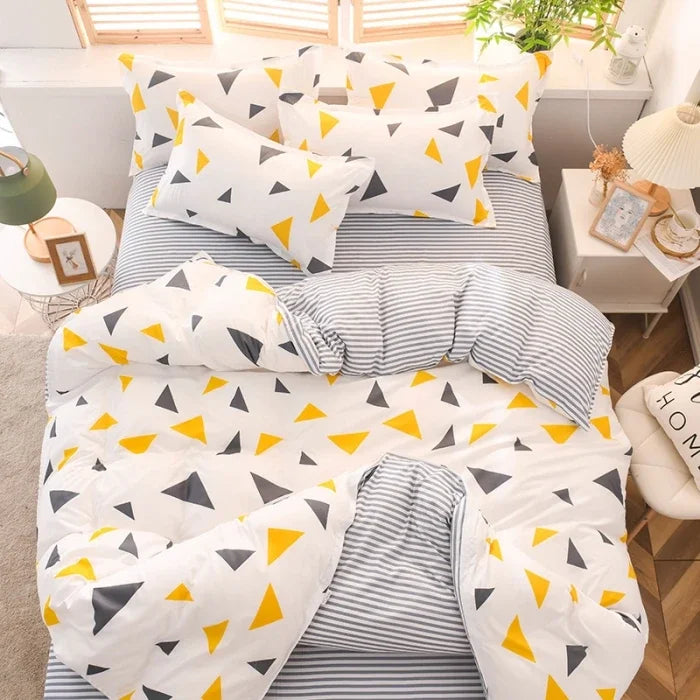 Aloe Vera Cotton 4-Piece Bedding Set – 1.5m (5 ft) Quilted Sheet & Quilt Cover, 500 TC