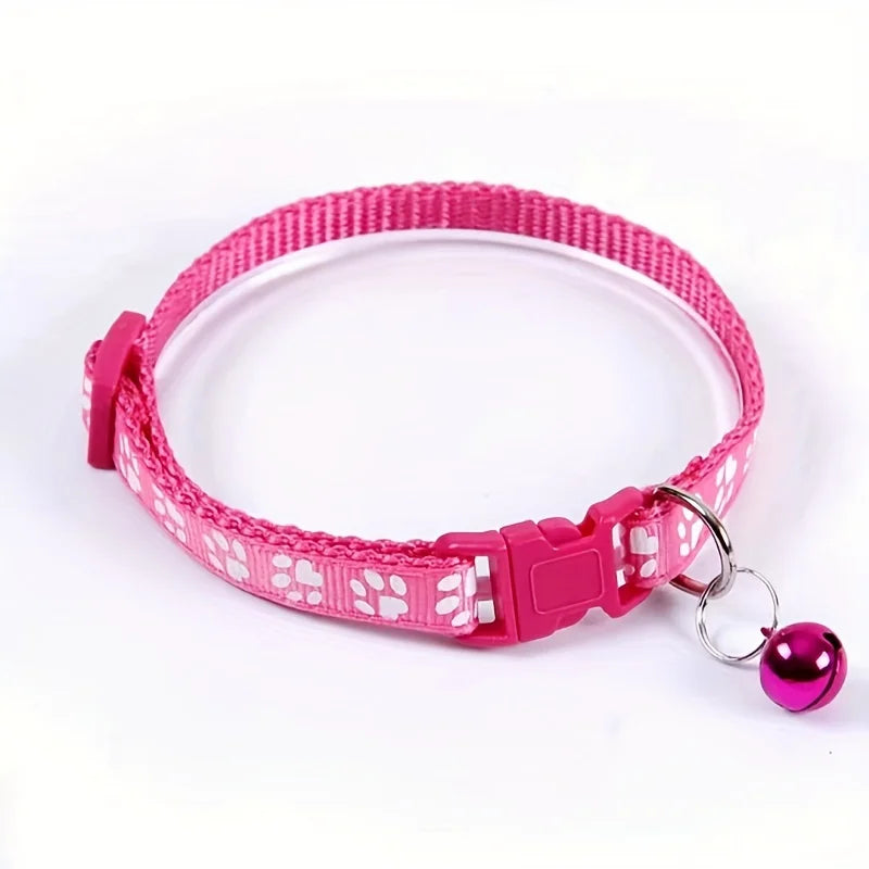 Adjustable Cat Collar with Bell – Colorful Pattern Kitten Necklace & DIY Ring Pet Accessory