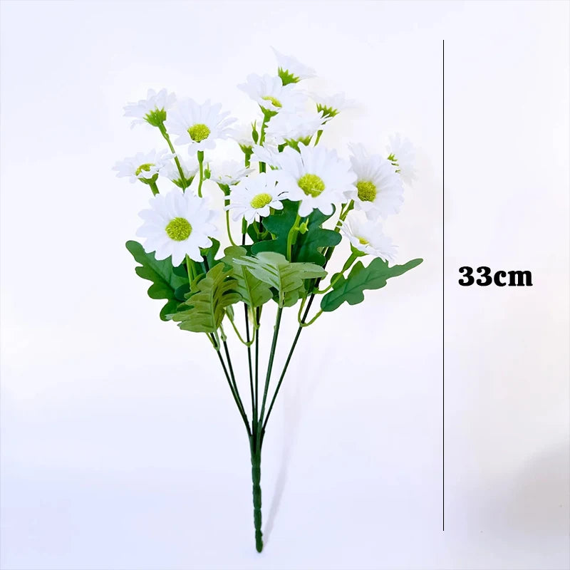 21-Head Sunflower & Daisy Bouquet - Chamomile Artificial Flowers for Wedding, Home & DIY Decor