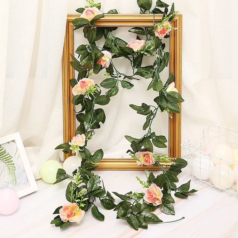 250 cm (98.4 in) Rose Artificial Flower Garland – Faux Rose Vine for Wedding, Christmas, Home & Garden Arch Decor