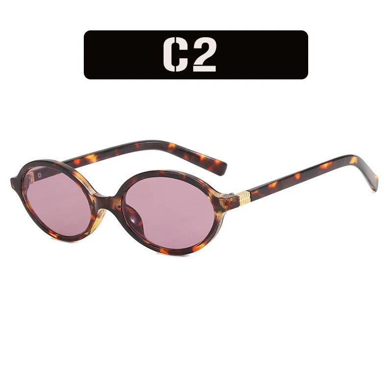 Vintage Oval Sunglasses for Women Small Retro Leopard Frame Anti-Blue Light UV400