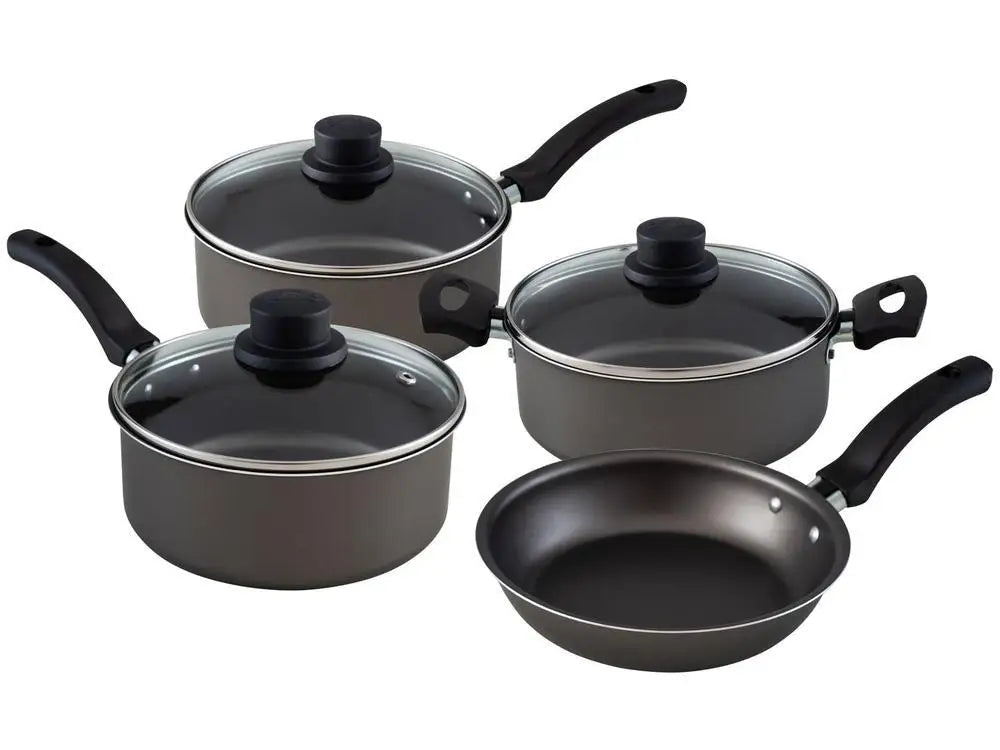 4-Piece Nonstick Aluminum Cookware Set – Graphite (6.3 in & 7.1 in | 16 & 18 cm)