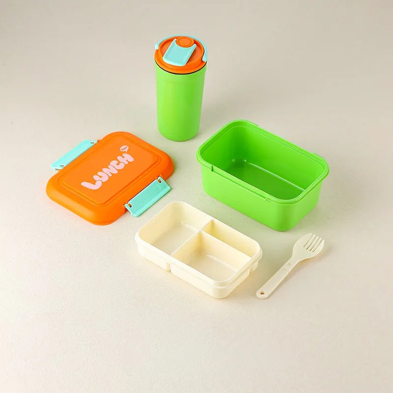 Microwave-Safe Leakproof Bento Lunch Box with Divided Compartments & Utensils — 7.1 x 4.9 x 2.7 in (18 x 12.5 x 6.8 cm)
