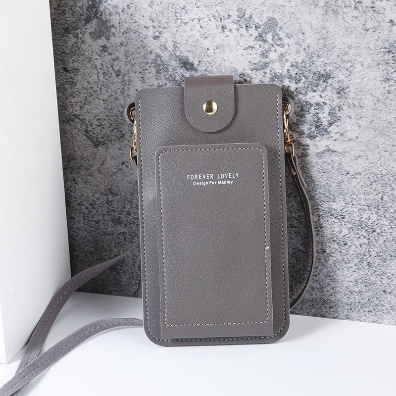 Solid Color Minimalist Shoulder Crossbody Phone Bag – Women's Card & Driver's License Wallet