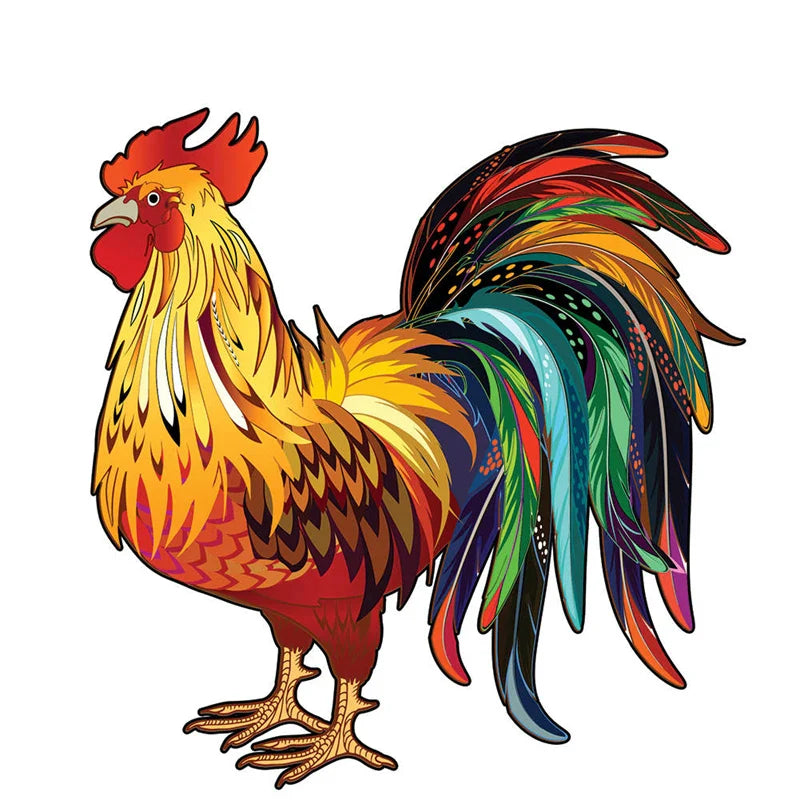 100-300 Piece Wooden Animal Jigsaw Puzzle - Wolf and Chicken Irregular Pieces 3D Brain Teaser for Adults & Kids Holiday Gift