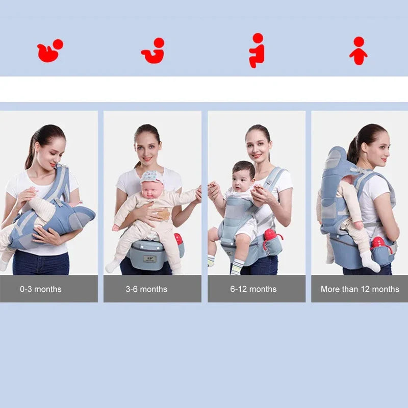 Ergonomic Newborn & Infant Hipseat Baby Carrier Sling — Front & Back Facing Travel Kangaroo Wrap