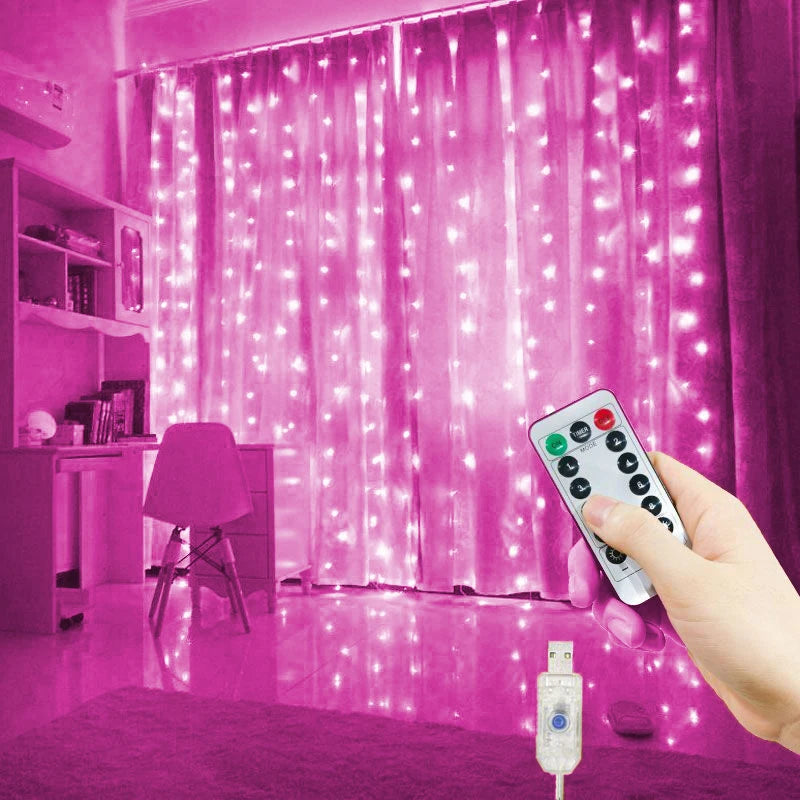 USB LED Curtain Fairy Lights with Remote, Window String Lights for Christmas, Wedding & Bedroom (Multiple Sizes, 5V USB)