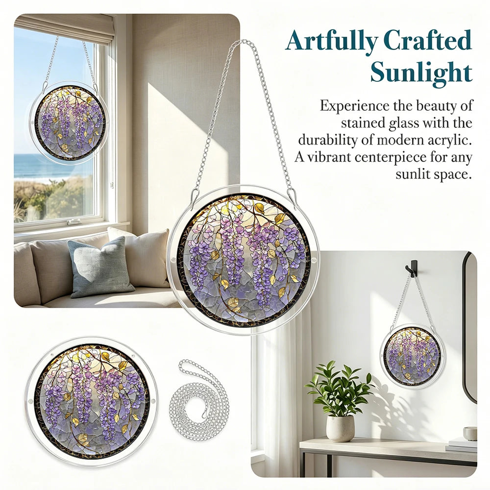3-Layer Acrylic Puzzle Suncatcher Window Hanging DIY Interlocking Flower Sun Catcher with Chain