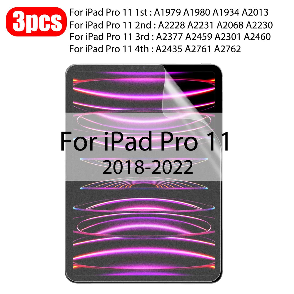 3-Pack Paper-Like Matte PET Screen Protector for iPad Air & Pro — 10.5–12.9 in (26.7–32.8 cm), Anti-Glare Pen-Friendly
