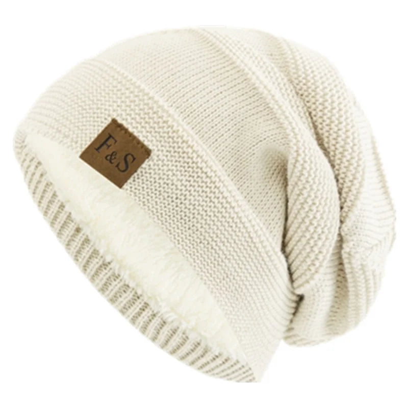 Unisex Fur-Lined Slouchy Winter Beanie – Warm Knit Hat for Men & Women