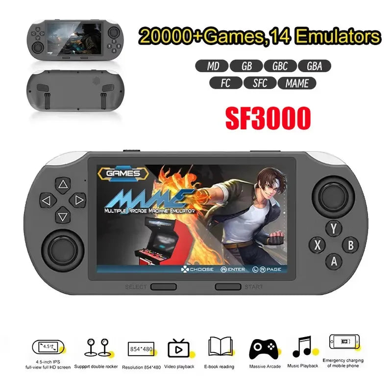 Retro Handheld Game Console 4.5-Inch IPS (854x480) Portable Pocket Emulator, 3000mAh Battery, Type-C, 30,000+ Classic Games