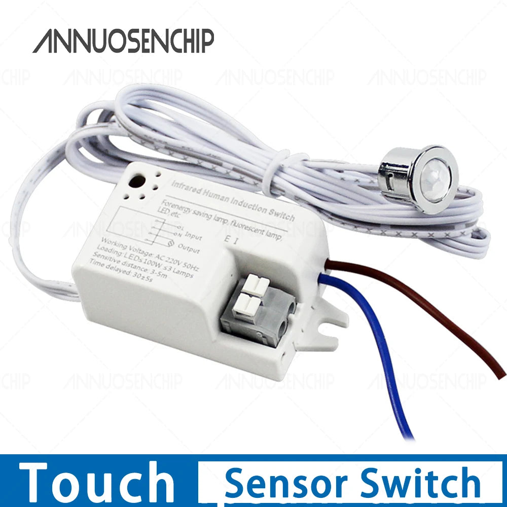 220V Detachable Touch Sensor Cabinet Switch 100W Hand-Wave Motion Control for Home Automation