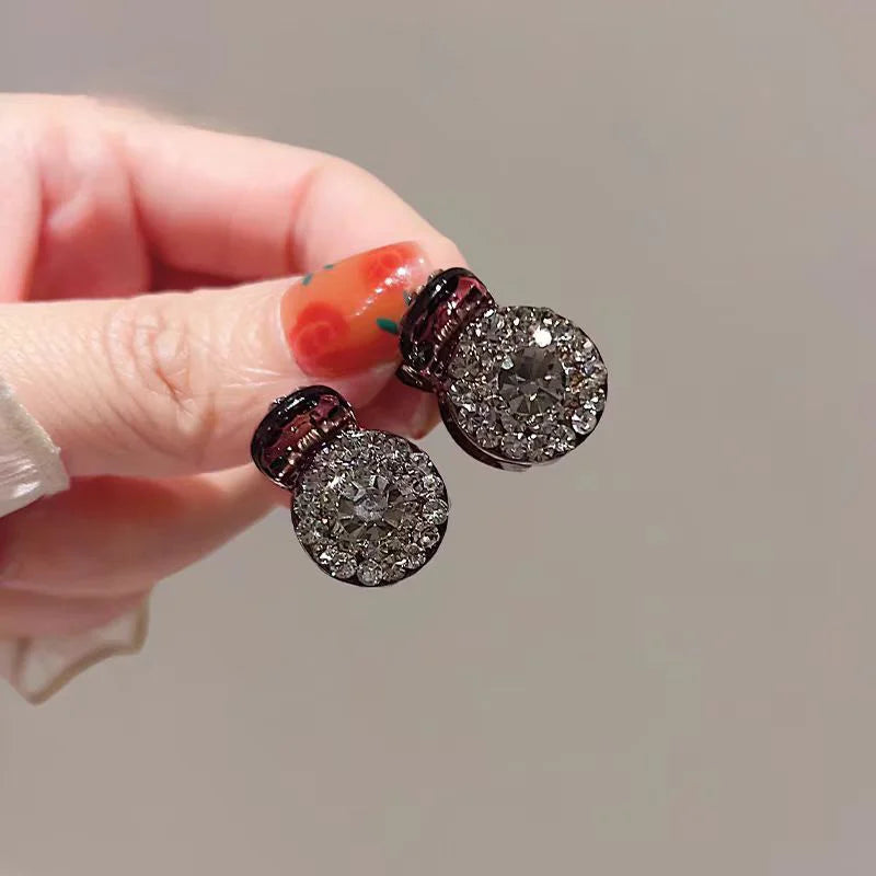 Mini Round Rhinestone Hair Claw Clip – 2/4 Pack Small Retro Zircon Hairpins for Women & Girls