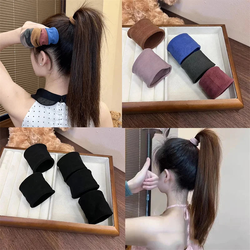 4-Pack Thick Widened Elastic Hair Bands for Women – Ponytail Holders Scrunchies, Korean Fashion Hair Accessories