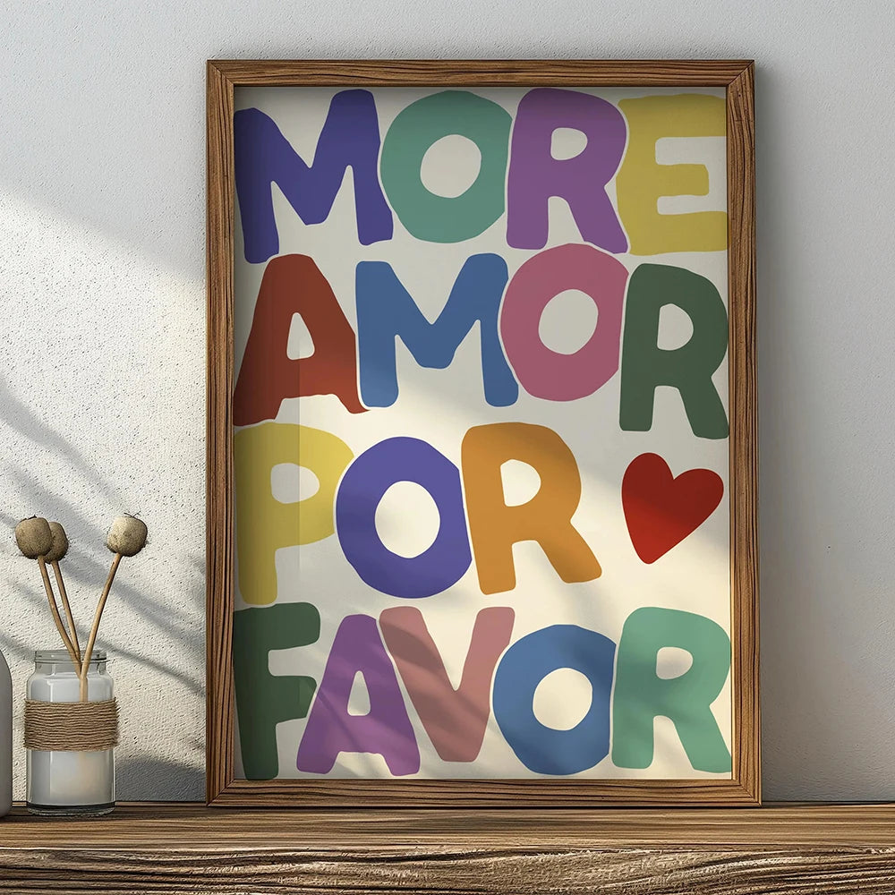 1pc Frameless Love Quote Canvas Wall Art - Pink & Blue Abstract Modern Home Decor