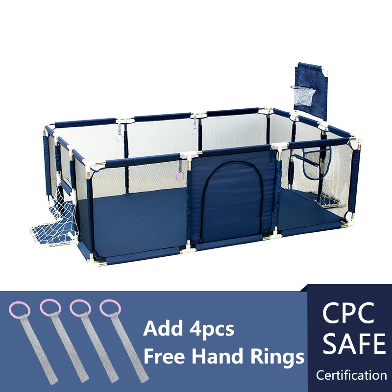 Baby Playpen Indoor Play Yard Portable Safety Fence & Activity Gym, Large Multi-Panel (Blue/Green/Red/Pink)