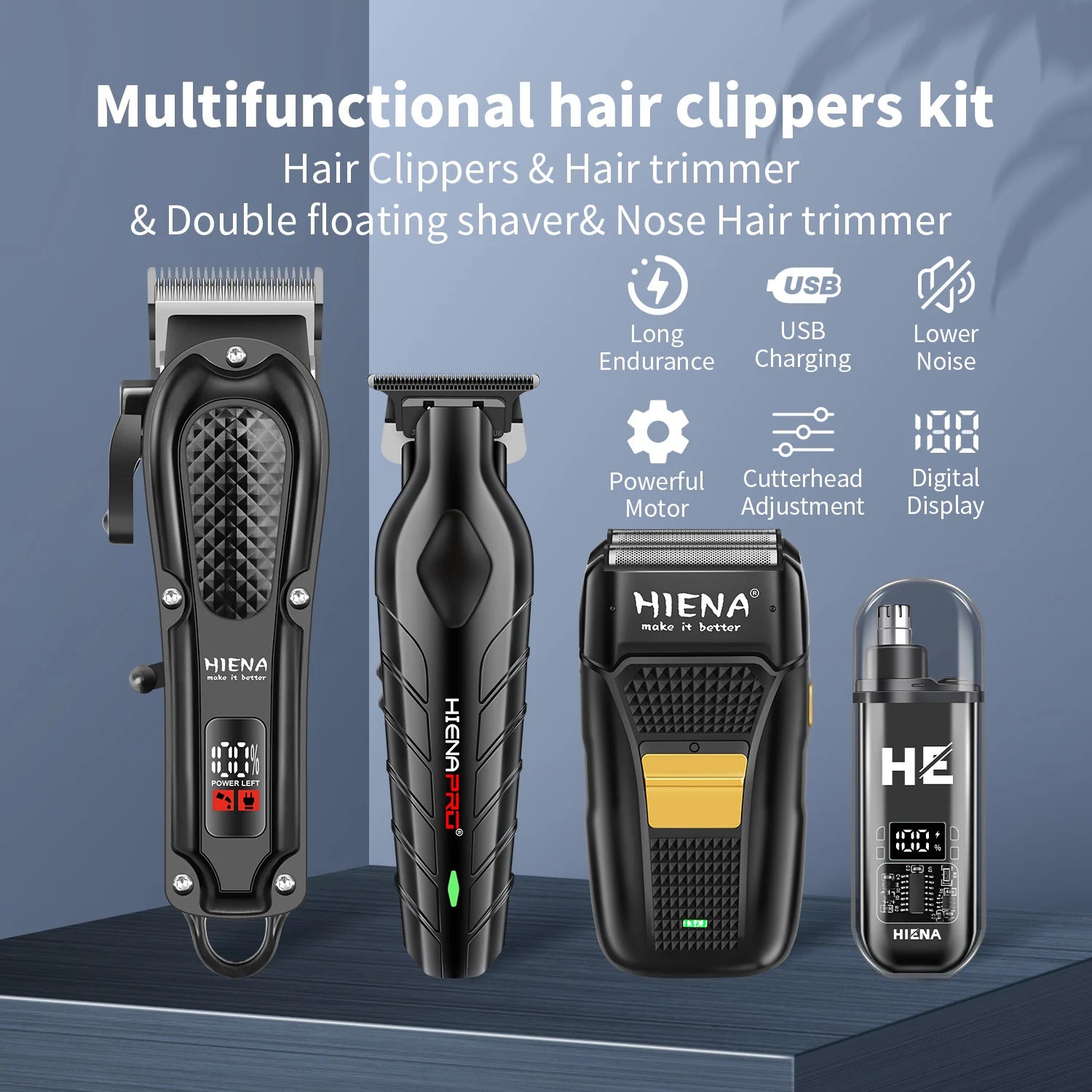 Rechargeable Cordless Electric Hair Clippers & Beard Trimmer Kit for Men – Professional Hair and Body Groomer