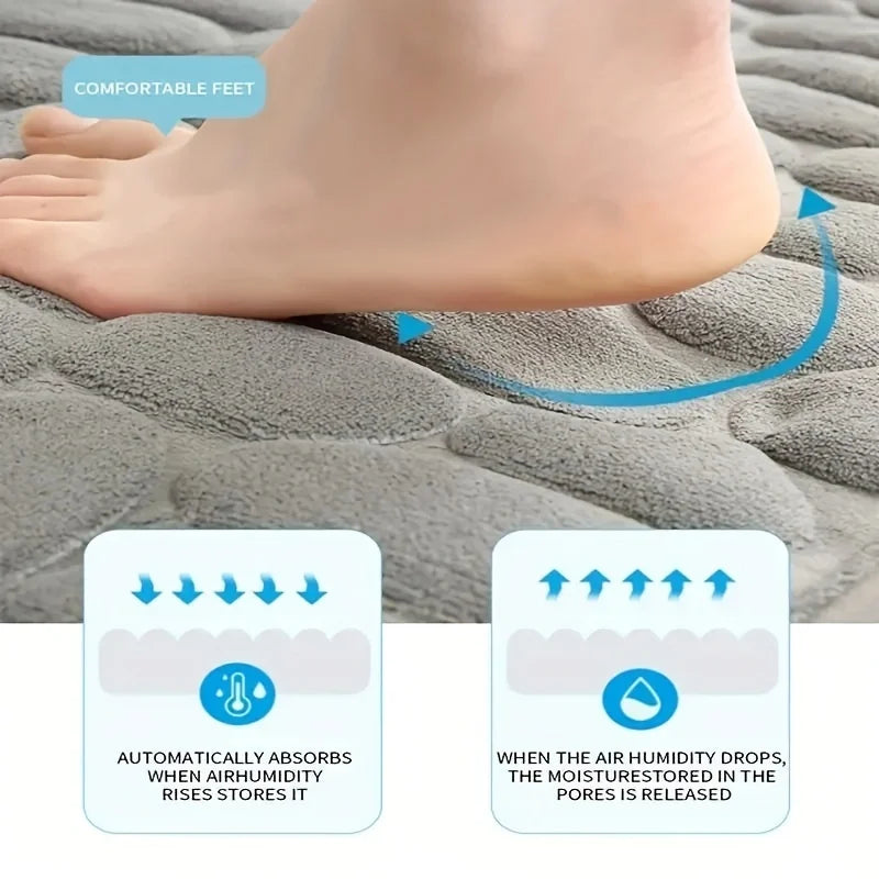 FanzyMarket waterproof suede U-shaped toilet mat with water-absorbent, non-slip surface for bathroom comfort and safety.